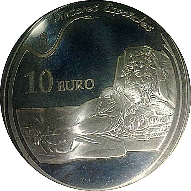 Moneda 10 Euros (Francisco de Goya - La maja vestida) | 2010 - Reverso Reverso de 10 Euros (Francisco de Goya - La maja vestida)