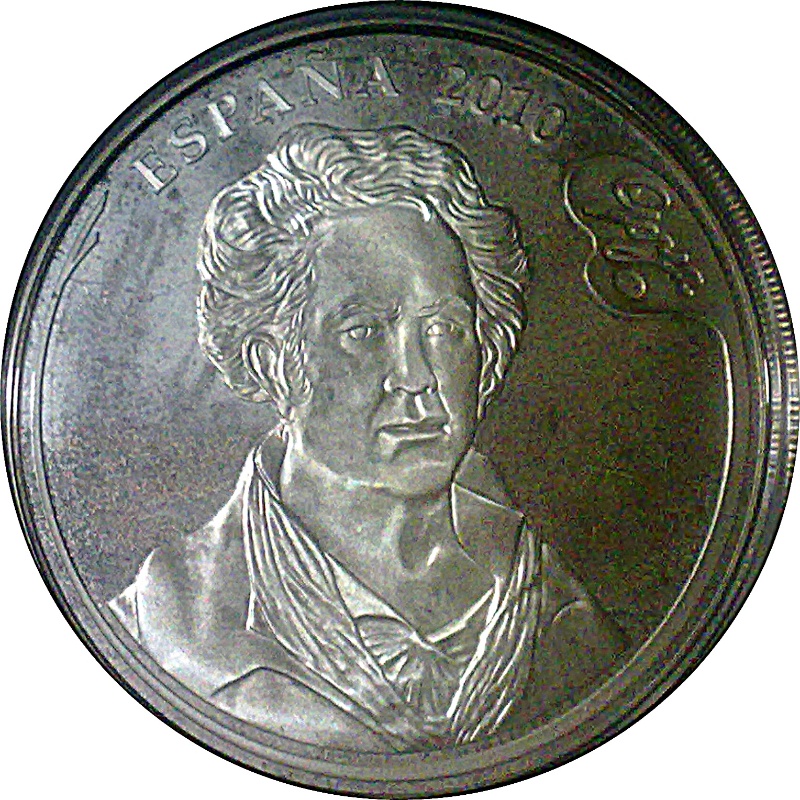 Moneda 10 Euros (Francisco de Goya - La maja vestida) | 2010 - Anverso Anverso de 10 Euros (Francisco de Goya - La maja vestida)