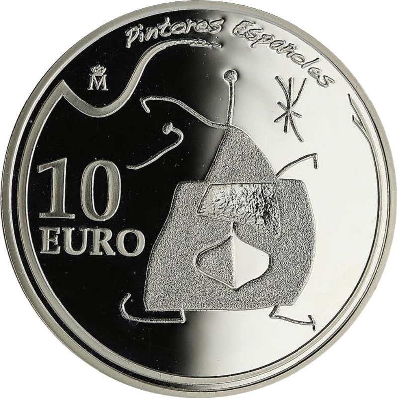 Reverso de 10 Euros (Joan Miró - Mujer, pájaro y estrella)
