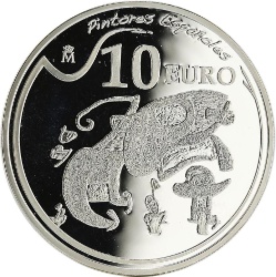 Reverso de 10 Euros (Joan Miró - Personajes y pájaros con un perro)