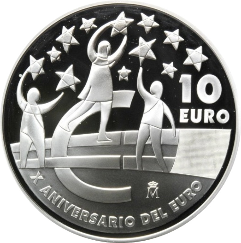 Moneda 10 Euros - Juan Carlos I (10º aniversario del euro) | 2012 - Reverso Reverso de 10 Euros - Juan Carlos I (10º aniversario del euro)