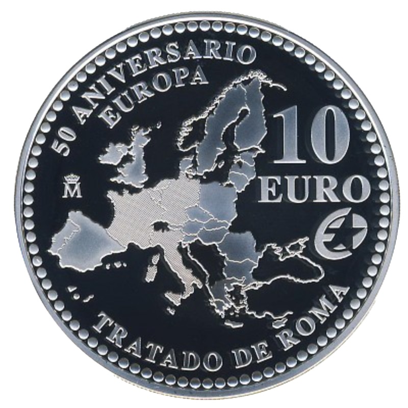 Anverso de 10 Euros - Juan Carlos I (50 Aniversario del Tratado de Roma)