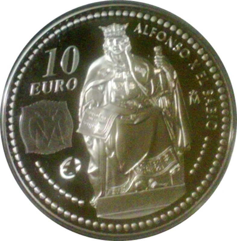 Moneda 10 Euros - Juan Carlos I (Alfonso X «El Sabio») | 2008 - Reverso Reverso de 10 Euros - Juan Carlos I (Alfonso X «El Sabio»)
