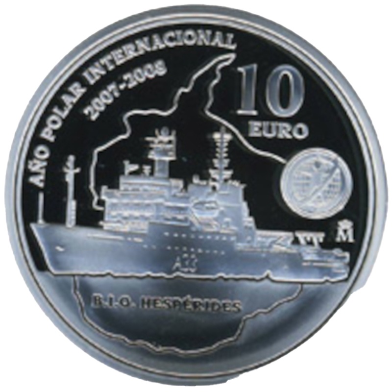 Reverso de 10 Euros - Juan Carlos I (Año Polar Internacional)