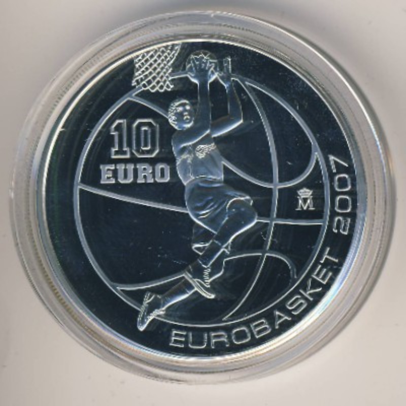 Moneda 10 Euros - Juan Carlos I (Campeonato Eurobasket) | 2007 - Anverso Anverso de 10 Euros - Juan Carlos I (Campeonato Eurobasket)