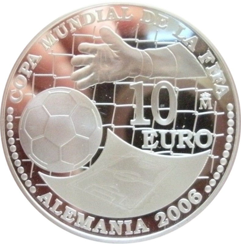 Moneda 10 Euros - Juan Carlos I (Copa del Mundo FIFA, Alemania 2006) | 2004 - Reverso Reverso de 10 Euros - Juan Carlos I (Copa del Mundo FIFA, Alemania 2006)