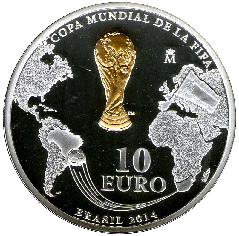 Moneda 10 Euros - Juan Carlos I (Copa del Mundo FIFA, Brasil 2014) | 2012 - Reverso Reverso de 10 Euros - Juan Carlos I (Copa del Mundo FIFA, Brasil 2014)