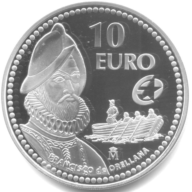 Reverso de 10 Euros - Juan Carlos I (Francisco de Orellana)