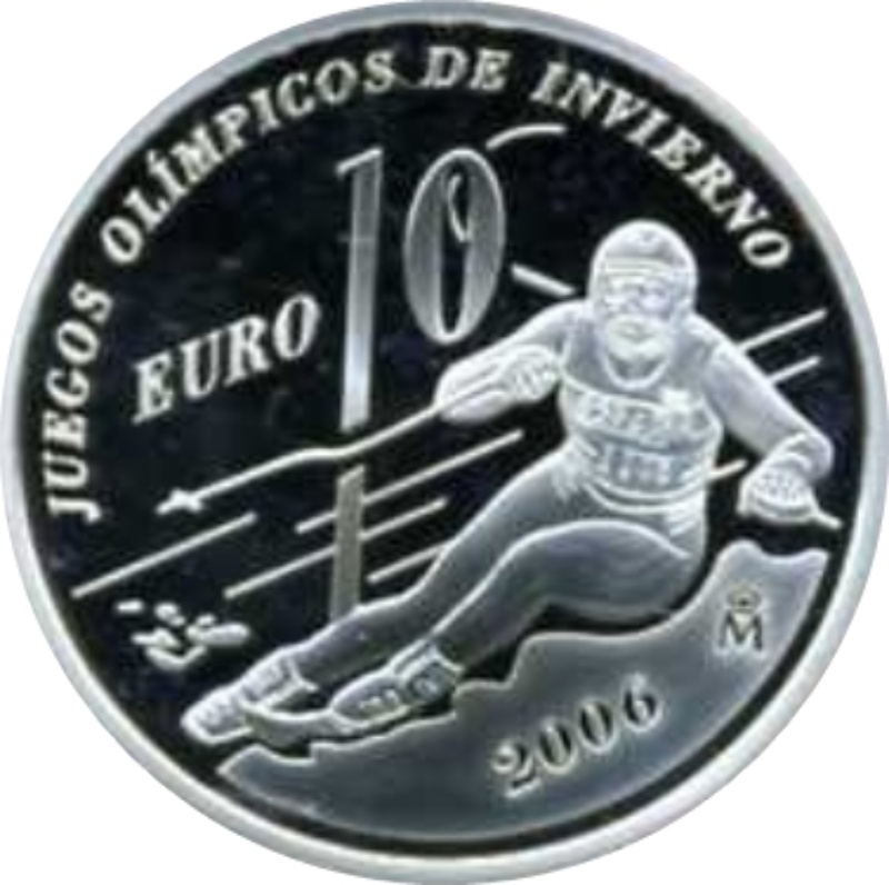 Moneda 10 Euros - Juan Carlos I (Juegos Olímpicos de Invierno de Turín 2006) | 2005 - Reverso Reverso de 10 Euros - Juan Carlos I (Juegos Olímpicos de Invierno de Turín 2006)