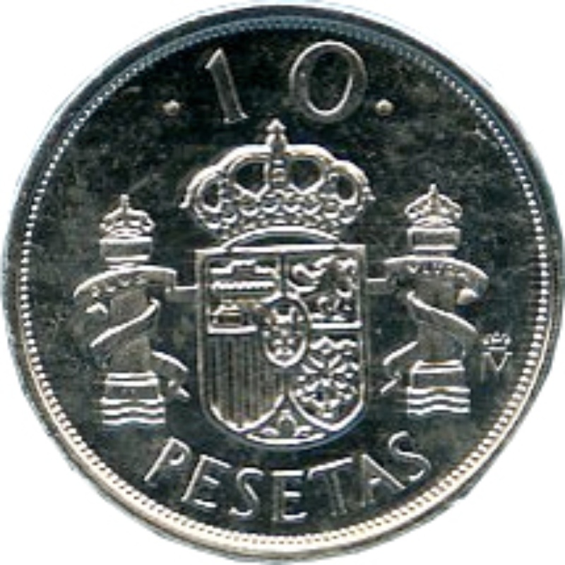 Reverso de 10 Pesetas - Juan Carlos I (plata)