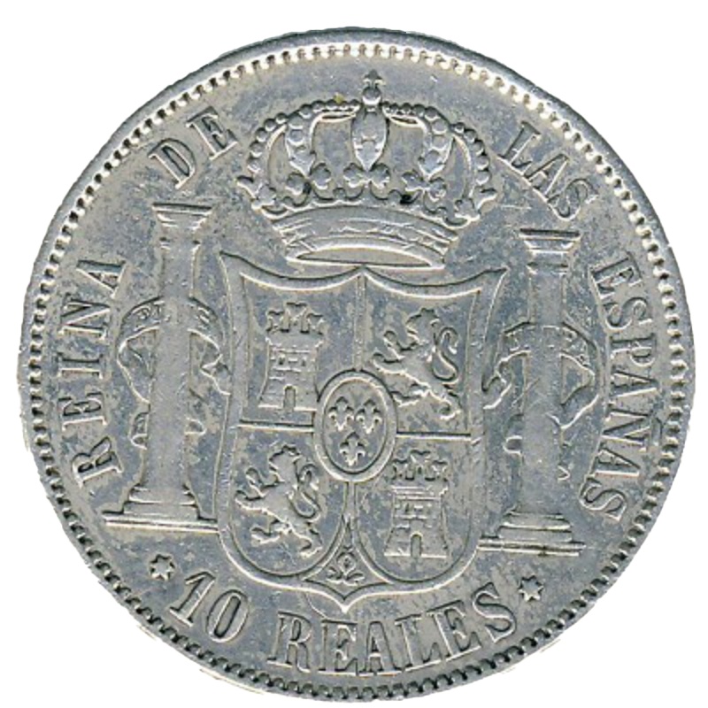 Reverso de 10 Reales - Isabel II