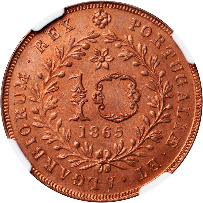 Reverso de 10 Reales (Réais) - Luiz I