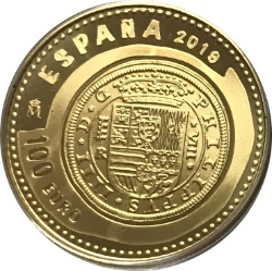 Anverso de 100 Euros (8 Escudos de Felipe IV)