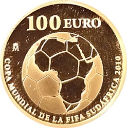 Reverso de 100 Euros - Juan Carlos I (Copa del Mundo FIFA, Sudáfrica)