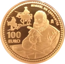 Reverso de 100 Euros - Juan Carlos I (Miguel de Cervantes)
