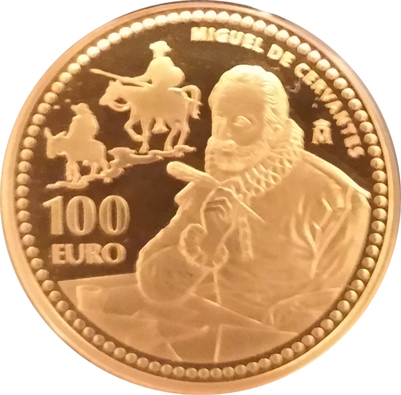 Reverso de 100 Euros - Juan Carlos I (Miguel de Cervantes)