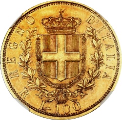 Reverso de 100 Liras - Vittorio Emanuele II