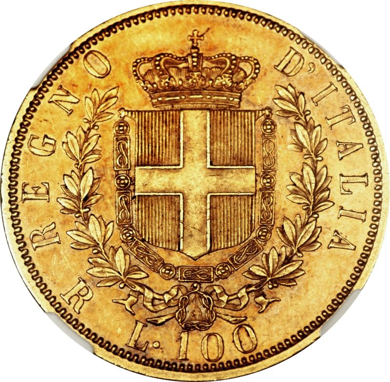 Reverso de 100 Liras - Vittorio Emanuele II