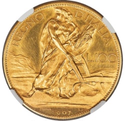 Reverso de 100 Liras - Vittorio Emanuele III (prueba)