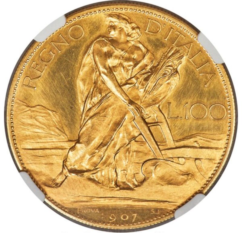 Reverso de 100 Liras - Vittorio Emanuele III (prueba)