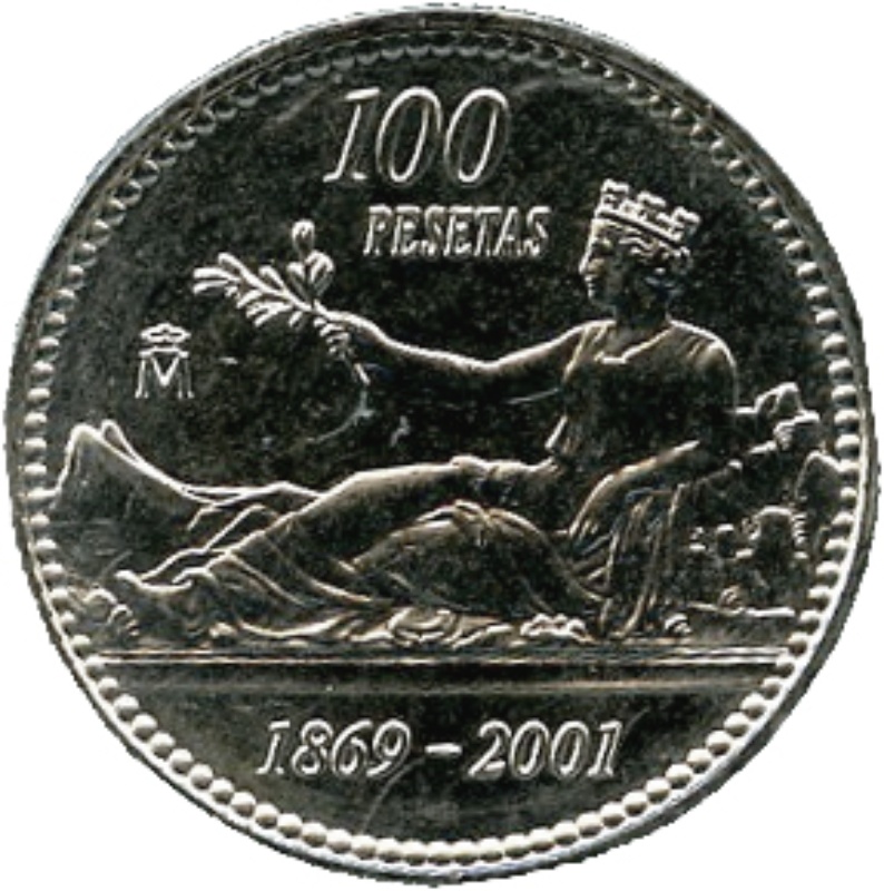 Reverso de 100 Pesetas - Juan Carlos I (Plata)