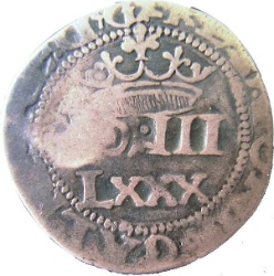 Reverso de 100 Reales (Réais) - João IV (Contramarca "100" sobre LXXX Reales (Réais))