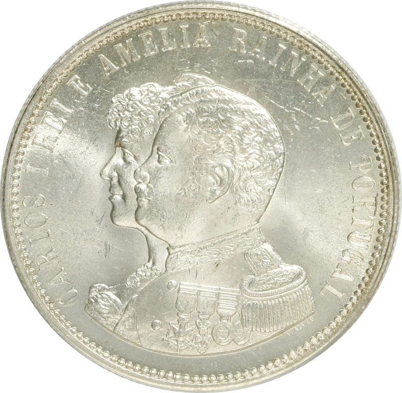 Moneda 1000 Reales (Réais) - Carlos I (Descubrimiento de la India) | 1898 - Anverso Anverso de 1000 Reales (Réais) - Carlos I (Descubrimiento de la India)