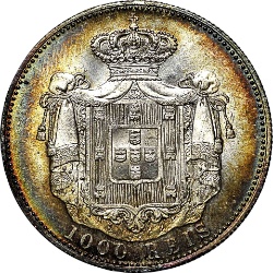 Reverso de 1000 Reales (Réais) - Carlos I