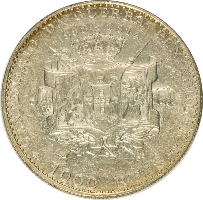 Reverso de 1000 Reales (Réais) - Manuel II (Guerra Peninsular)