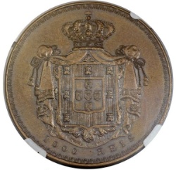 Reverso de 1000 Reales (Réais) - María II (Patrón)