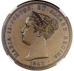 Anverso de 1000 Reales (Réais) - María II (Patrón)