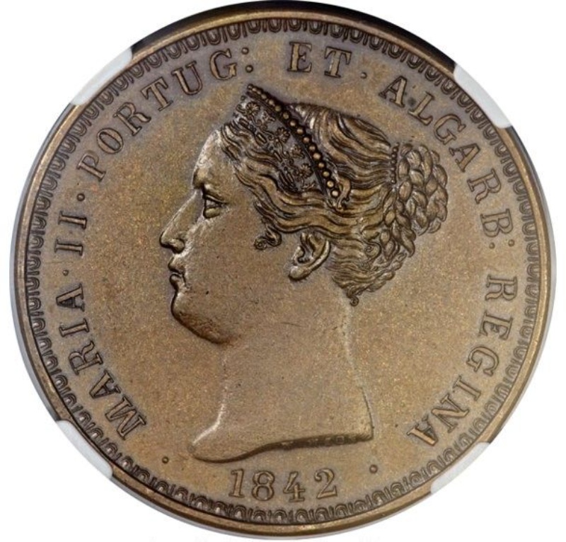 Anverso de 1000 Reales (Réais) - María II (Patrón)