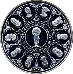 Reverso de 10.000 Pesetas - Juan Carlos I (Descubridores y Libertadores)