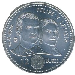 Reverso de 12 Euros - Juan Carlos I (Bodas Reales Príncipe Felipe)