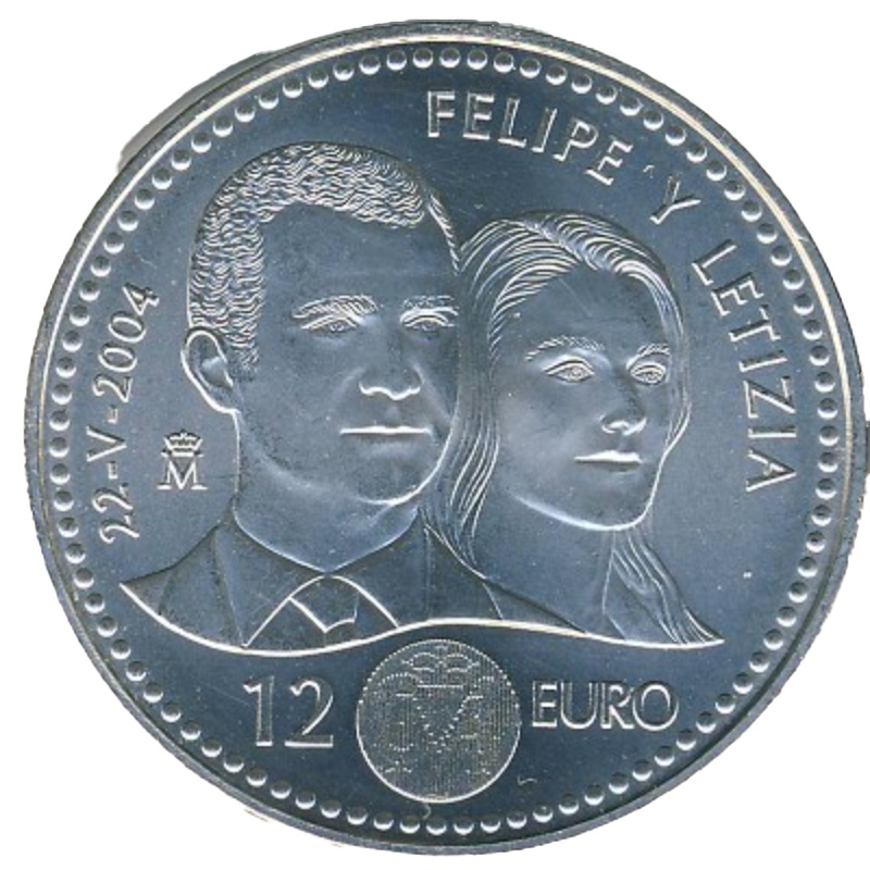 Reverso de 12 Euros - Juan Carlos I (Bodas Reales Príncipe Felipe)