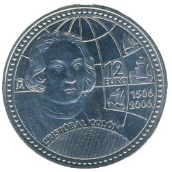 Anverso de 12 Euros - Juan Carlos I (Cristóbal Colón)