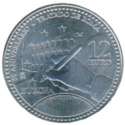 Anverso de 12 Euros - Juan Carlos I (Tratado de Roma)