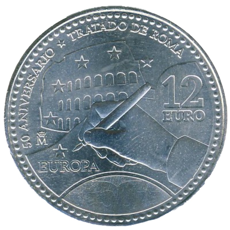 Anverso de 12 Euros - Juan Carlos I (Tratado de Roma)