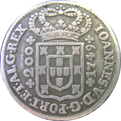 Anverso de 12 Vinténs - João V (ceca de Lisboa)