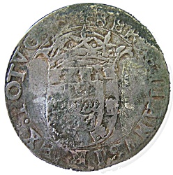 Reverso de 120 Reales (Réais) - João IV (Contramarca "120" sobre "Tostão")