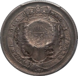 Reverso de 120 Reales (Réais) - Luiz I (Contramarca "CORONADO G.P." 1 Chelín - Reino Unido)