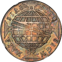 Reverso de 1200 Reales (Réais) - Luiz I (Concontramarcado sobre 960 Reales (Réais) - Colonia Brasil)