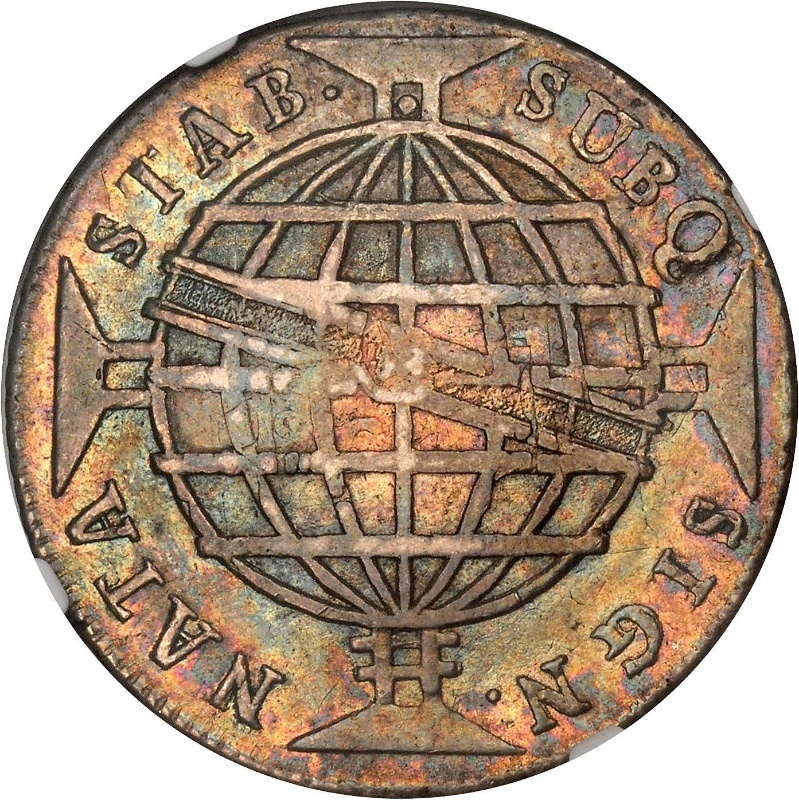 Reverso de 1200 Reales (Réais) - Luiz I (Concontramarcado sobre 960 Reales (Réais) - Colonia Brasil)