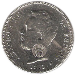 Anverso de 1200 Reales (Réais) - Luiz I (emisión contramarcada con sello falso)