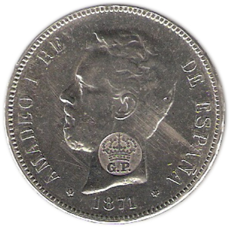Anverso de 1200 Reales (Réais) - Luiz I (emisión contramarcada con sello falso)