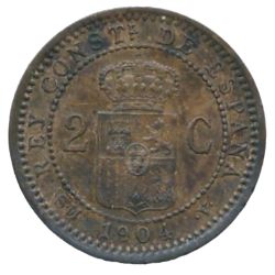 Anverso de 2 Céntimos - Alfonso XIII (4º retrato)