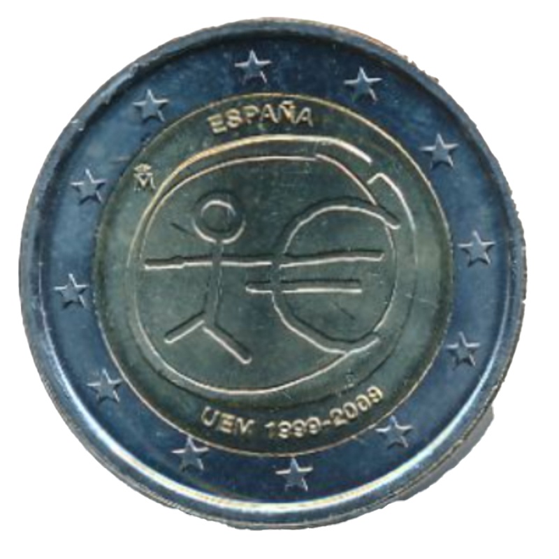 Anverso de 2 Euros (10 años de UEM)