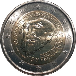 Anverso de 2 Euros (500 aniversario de la Circunnavegación de Magallanes)