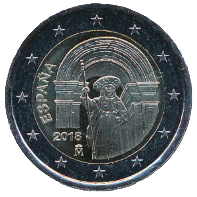 Moneda 2 Euros (Ciudad Vieja de Santiago de Compostela) | 2018 - Anverso Anverso de 2 Euros (Ciudad Vieja de Santiago de Compostela)