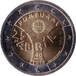Anverso de 2 Euros (Revolución de los claveles)